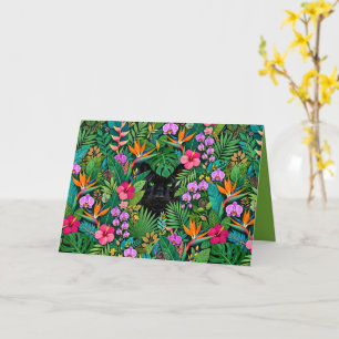 Tarjeta Pantera Negra Flores de la Jungla y Follaje Tropic