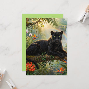 Tarjeta Pantera Negra Kenia Flores de la Jungla Cascada