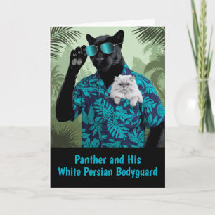 Tarjeta Pantera y persa blanco