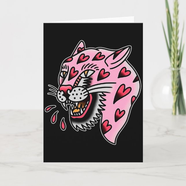 Tarjeta Panther Pink X Heart Love Traditional Flash Premiu (Anverso)