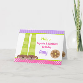 Tarjeta Pantuflas de perro pijamas y crepes Fiesta de cump