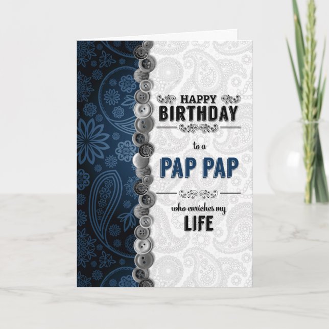 Tarjeta PAP Birday Blue Paisley Card (Anverso)