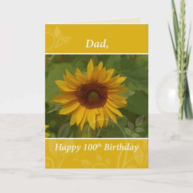 Tarjeta Papá 100 años Girasol Feliz cumpleaños (Anverso)