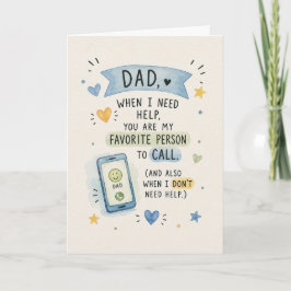 Tarjeta Papá adorable, mi persona favorita para llamar