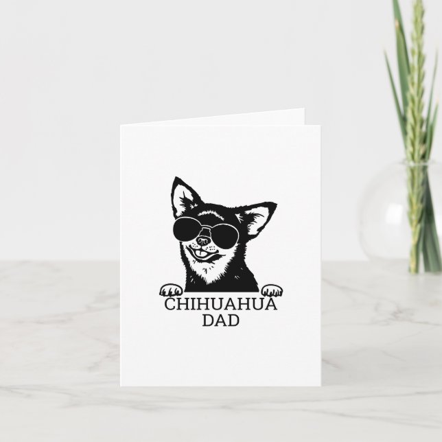 Tarjeta Papa Chihuahua con gafas Día del Padre Mascotas (Anverso)