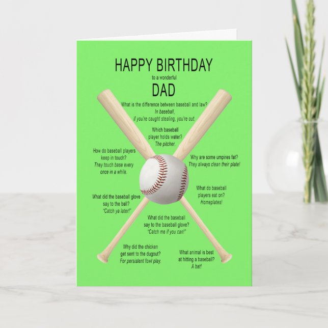 Tarjeta Papá, chistes de béisbol de cumpleaños (Anverso)
