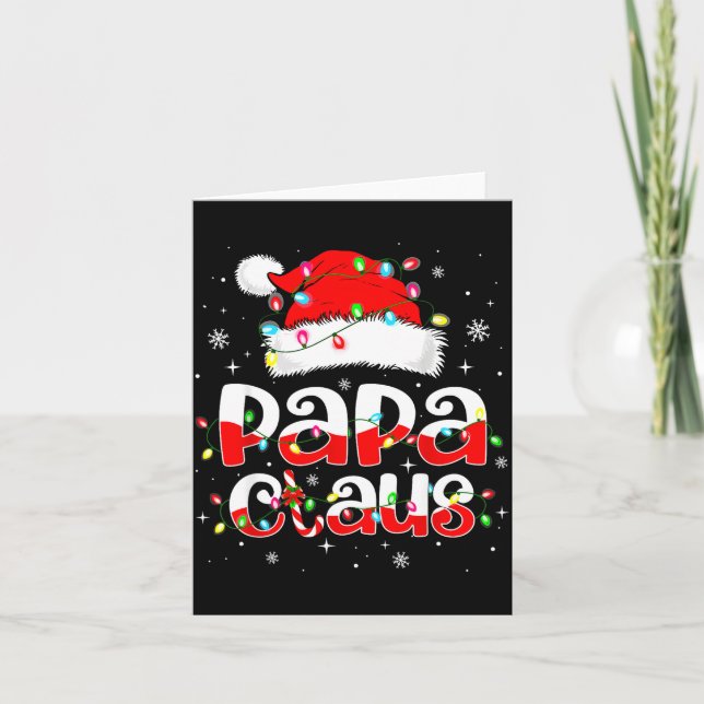 Tarjeta Papa Claus Funny Christmas Lights Pajama Family Ma (Anverso)