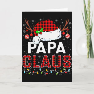 Tarjeta Papa Claus Luces de Navidad Gorro de Santa Pijama 