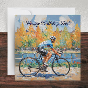 Tarjeta Papá Competición de Bicicleta Cumpleaños Feliz