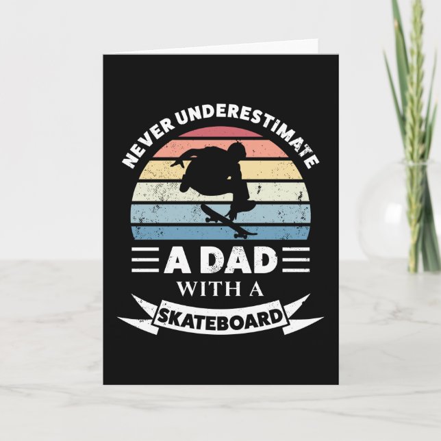 Tarjeta Papá con un Skateboard Dia de los Padres Graciosos (Anverso)