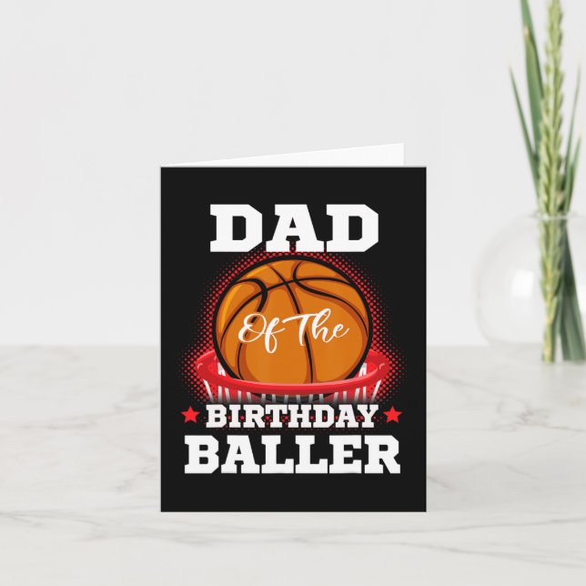 Tarjeta Papá cumpleaños de baloncesto Boy Family Baller b- (Anverso)