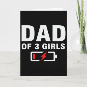 Tarjeta Papá de 3 niñas Día del padre chiste dicho padre d