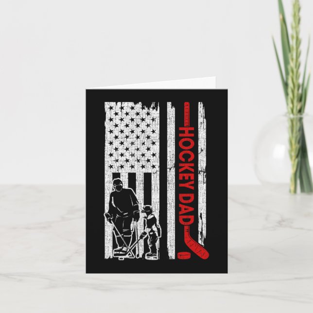 Tarjeta Papá de Hockey Bandera Americana Regalo del Día de (Anverso)