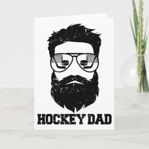Tarjeta Papá de hockey divertido pelo despeinado barba Pap