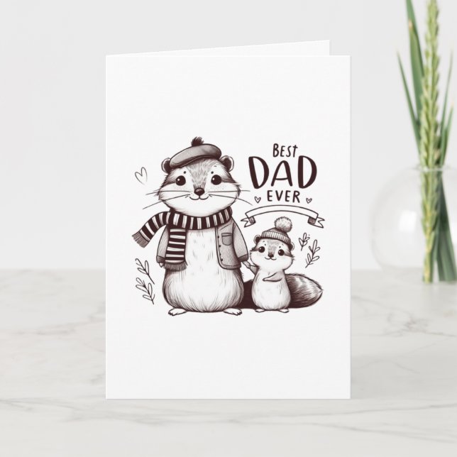 Tarjeta Papá de la ardilla con el bebé (Anverso)