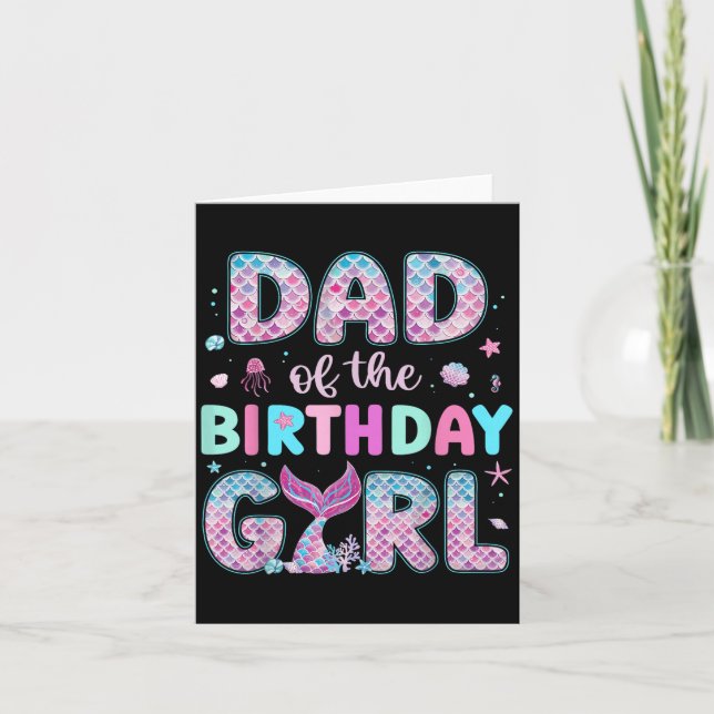 Tarjeta Papá De La Chica De Cumpleaños Funny Mermaid Birth (Anverso)