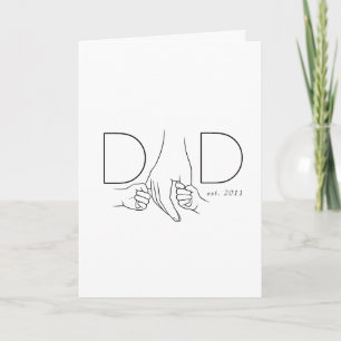 Tarjeta Papá De Niños Arte Minimalista Línea Padre Hijo