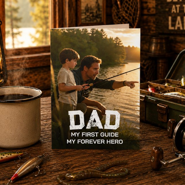 Tarjeta Papá de pesca con mosca atrapa a los pescadores de (Fly Fishing Dad card holiday )