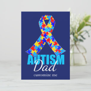 Tarjeta Papá del Autismo Personalizado Cinta Azul Día del