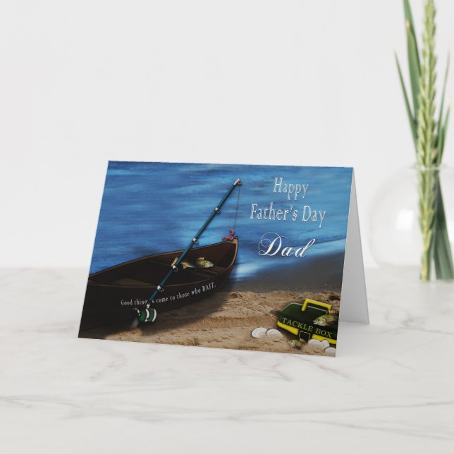 TARJETA PAPÁ DEL DÍA DEL PADRE - PESCA - BAIT - BOTE (Anverso)