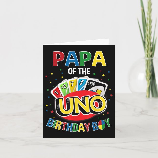 Tarjeta Papa Del Juego De Birthday Uno Familia B-day Par (Anverso)