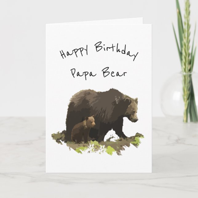 Tarjeta Papá del oso de la papá del feliz cumpleaños, (Anverso)