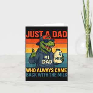 Tarjeta Papá Dinosaurio Retro Leche Chiste Divertido Día d
