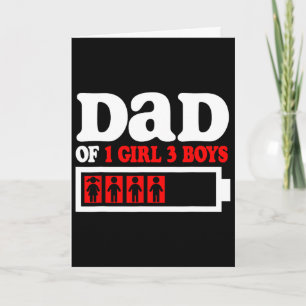 Tarjeta Papá Divertido De 1 Chica 3 Chicos De Hijo Hija Pa