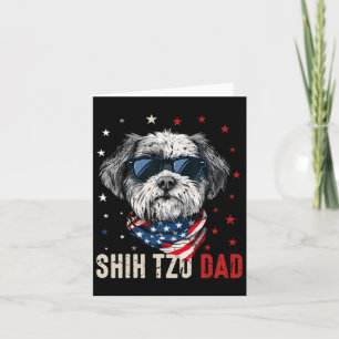 Tarjeta Papá divertido de Shih Tzu EE. UU. Celebra el 4 de
