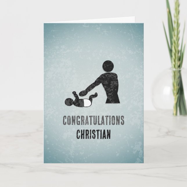 Tarjeta Papá Divertido Nuevo - Cambio de Bebé Paternidad P (Anverso)