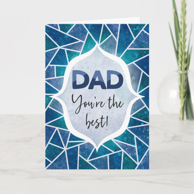 Tarjeta Papá, eres el mejor feliz día del padre azul (Anverso)