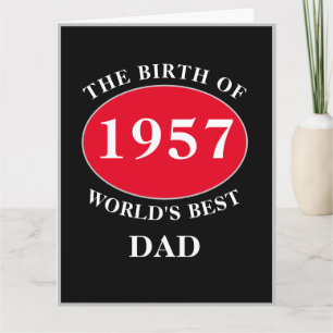 Tarjeta Papá Feliz Cumpleaños Monograma Año Negro Grande