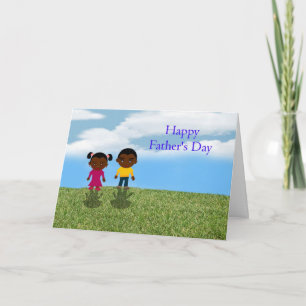 Tarjeta Papá feliz del día de padre con los niños