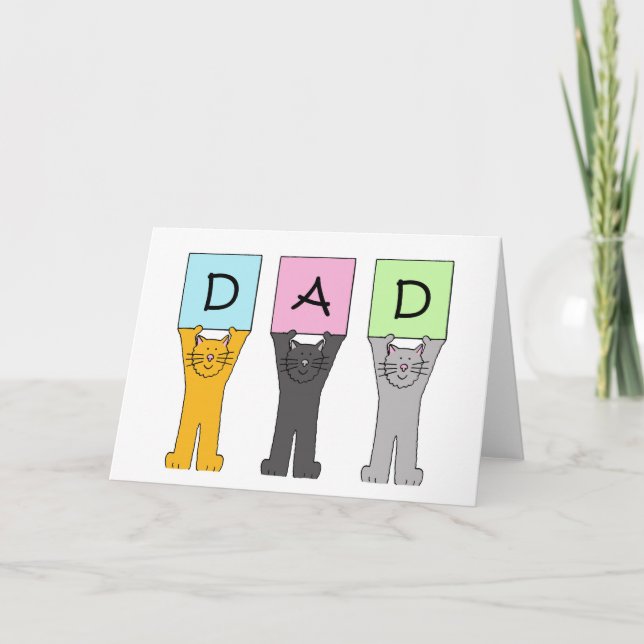 Tarjeta Papá Feliz Día del Padre Gatos Personalizados (Anverso)