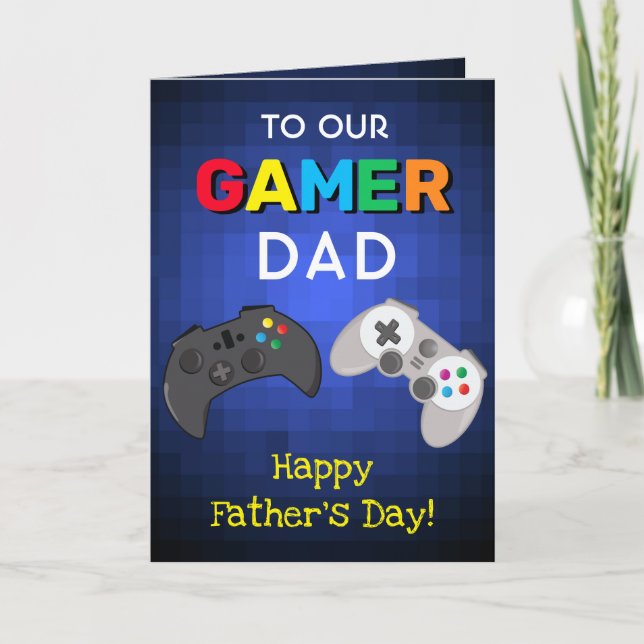 Tarjeta Papá Gamer Colorido Genial | Día del Padre (Anverso)
