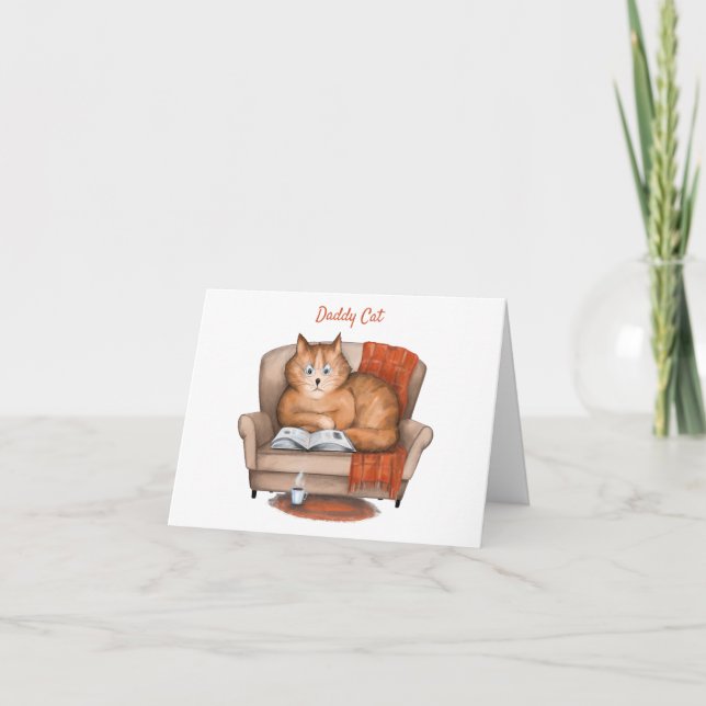 Tarjeta Papá Gato Día del Padre Divertido Personalizado (Anverso)