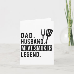 Tarjeta Papá. Husbynd. Fumador de carne. Leyenda. -Barbaco