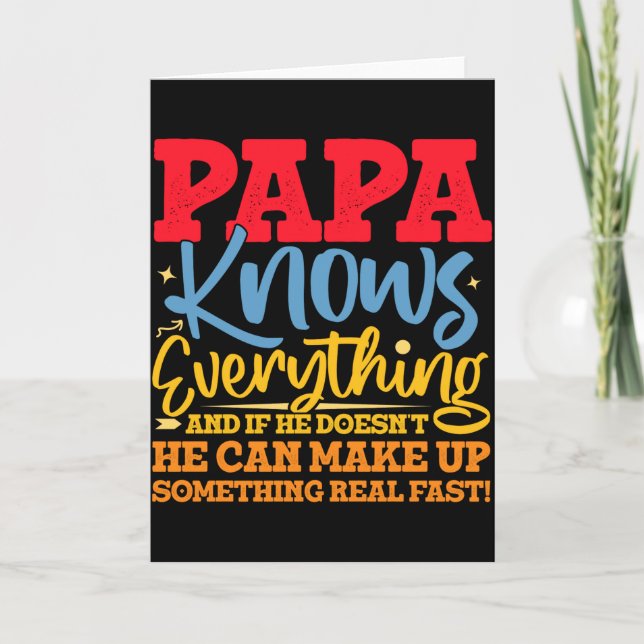 Tarjeta Papa Know Everything Fathers Day Cool Father Funny (Anverso)