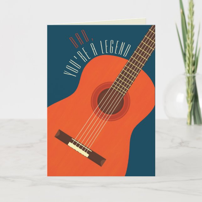 Tarjeta Papá Legendario Día del Padre con Guitarra (Anverso)