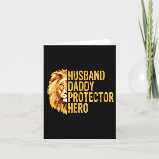 Tarjeta Papá León Divertido Husnd Papá Protector Héroe Pad (Anverso)