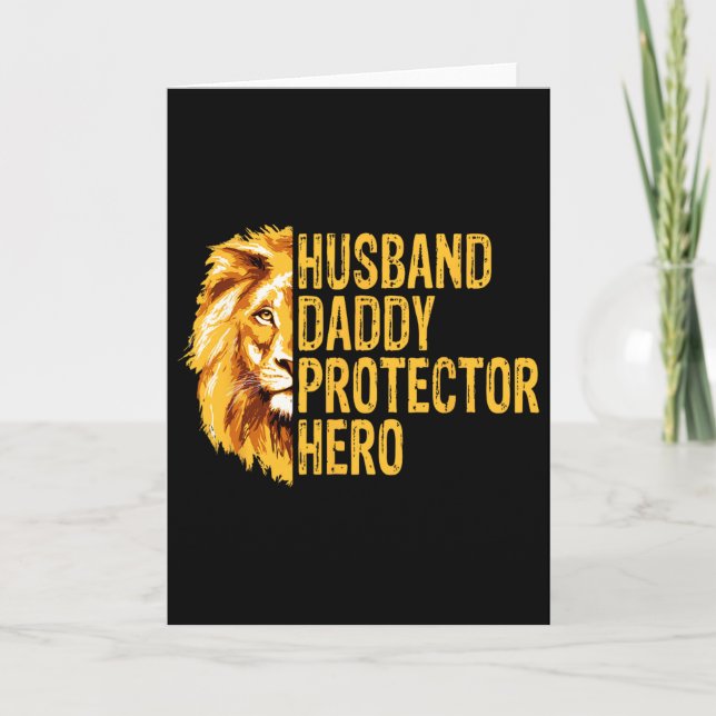 Tarjeta Papá León Marido Divertido Papá Protector Héroe Pa (Anverso)