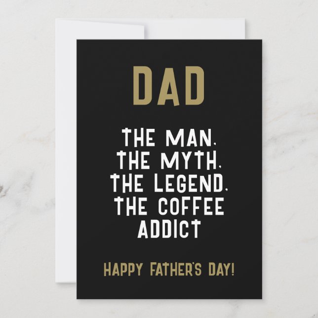 Tarjeta Papa Man Myth Legend Coffee Addict Funny (Anverso)