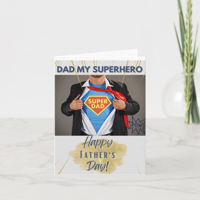 Tarjeta Papá mi superhéroe - ¡Feliz Día del Padre! (Anverso)