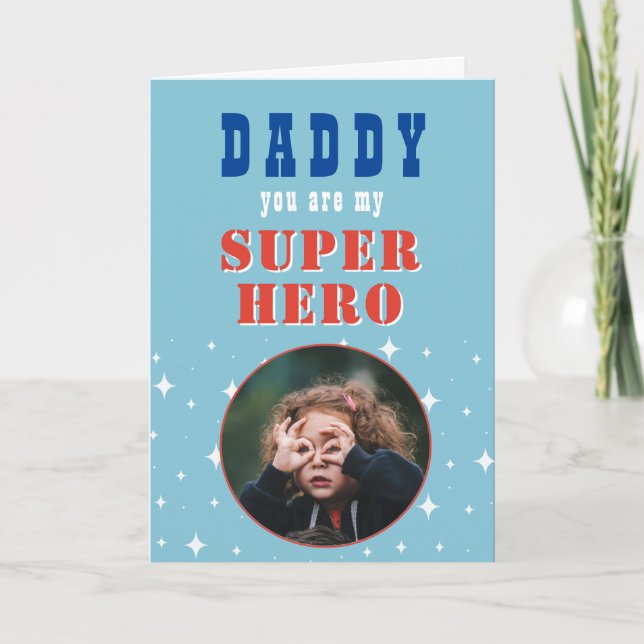 Tarjeta Papá mi superhéroe Fun Photo Fathers Day (Anverso)
