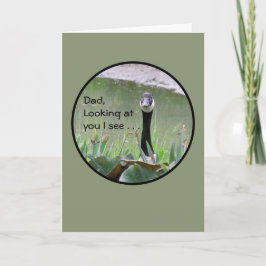 Tarjeta Papá, mirándote, veo a la gallina mirando a la cám