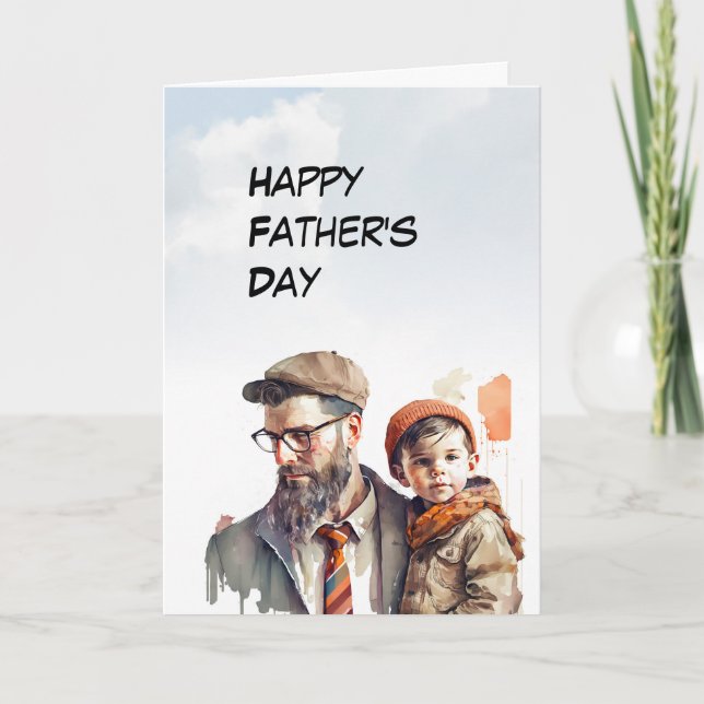 Tarjeta Papá mocoso joven sostiene el Día del Padre de su  (Anverso)