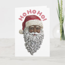 Tarjeta Papá Noel afroamericano Feliz Navidad