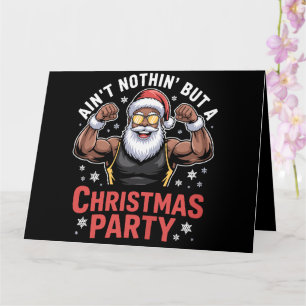 Tarjeta Papá Noel afroamericano pijama de Navidad