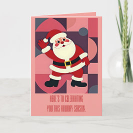 Tarjeta Papá Noel agitando diversión navideña moderna de m