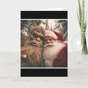Tarjeta Papa Noel Bigfoot Divertido Selfie Navidad Pa